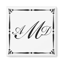 DIY Monogram template with decorative border Refrigerator Magnets