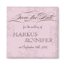 DIY Pink and Chocolate Save the Date Magnet