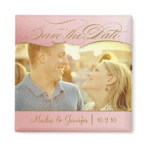 DIY Rose and Gold Photo Save the Date Magnet