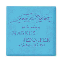 DIY Sky Blue & Aubergine Save the Date Magnet