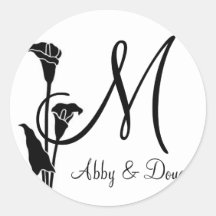 DIY Tulip logo with monogram Round Stickers
