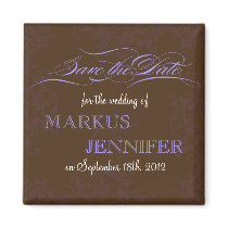 DIY Vintage Chocolate & Lilac Save the Date Magnet