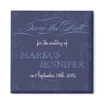 DIY Vintage Faded Royal Blue Save the Date Magnet