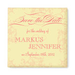 DIY Vintage Hot Pink & Yellow Save the Date Magnet