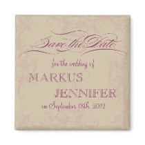 DIY Vintage Wine & Mauve Save the Date Magnet
