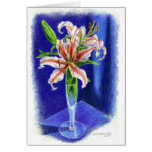Dizzy Oriental Lily in coloured pencil Greeting Cards