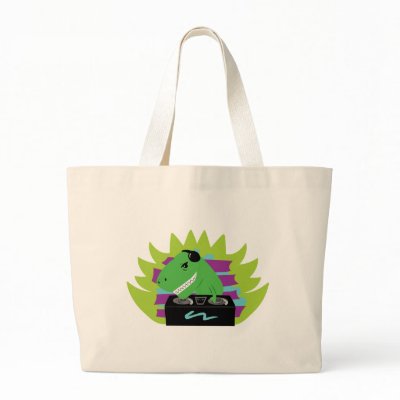 Dj-asaurus Rex Tote Bags by toxiferous