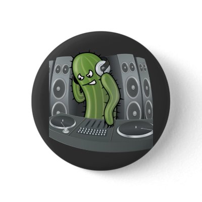 DJ Cactus Design Pinback Button by shopstew