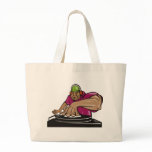 dj deejay playing music turntable tote bag