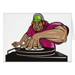 dj deejay playing music turntable cards