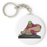 dj deejay playing music turntable keychains
