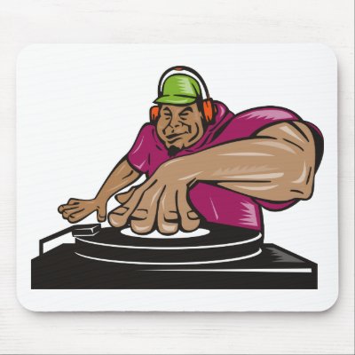 dj deejay playing music turntable mouse pad by patrimonio