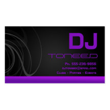 DJ Disc Jockey Business Cards Purple