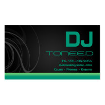 DJ Disc Jockey Emerald Green Business Cards