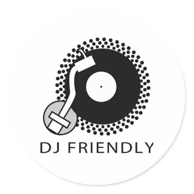 DJ Friend - DJing Disc Jockey Music Vinyl Record Round Stickers by HOTDJGEAR