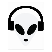 dj headphone alien area 51 post card