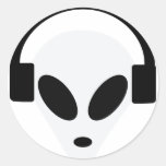dj headphone alien area 51 round sticker