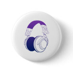 DJ Headphones 2 - Music Disc Jockey DJing Loud Pin