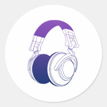 DJ Headphones 2 - Music Disc Jockey DJing Loud Round Stickers