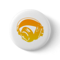 DJ Headphones - Music Disc Jockey DJing Loud Pinback Button