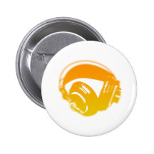 DJ Headphones - Music Disc Jockey DJing Loud Pinback Button
