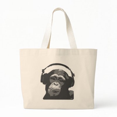 DJ MONKEY TOTE BAG by wamtees