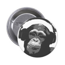 DJ MONKEY PINBACK BUTTON