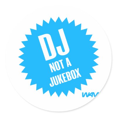 DJ not a jukebox Sticker by wamtees