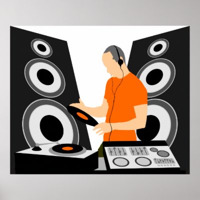 DJ Spinning Vinyl At Decks Posters by GroovyGraphics
