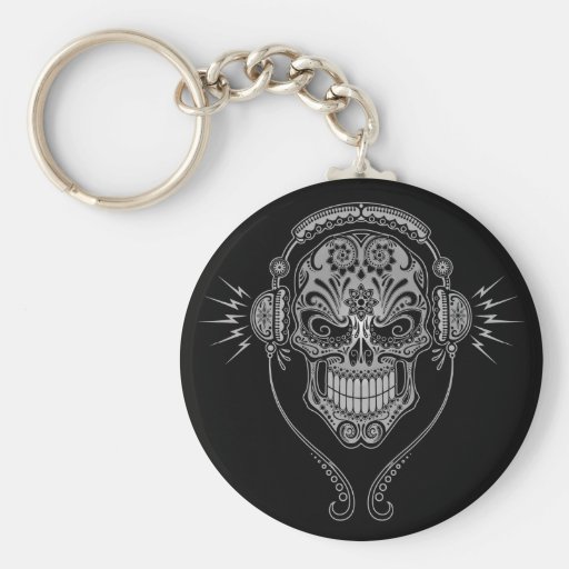 DJ Sugar Skull – Black Key Chain