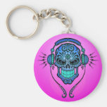 DJ Sugar Skull – Blue and Purple Keychain