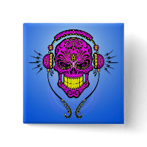 DJ Sugar Skull – Purple and Yellow Pins