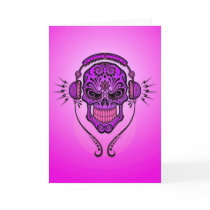 DJ Sugar Skull – Purple Greeting Card
