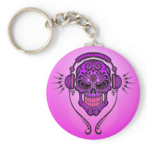 DJ Sugar Skull – Purple Keychain