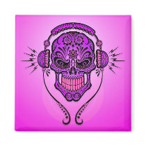 DJ Sugar Skull – Purple Refrigerator Magnet