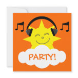 DJ Sun, Headphones & Musical Notes Customizable invitations