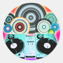 DJ Turntable Circles Round Sticker