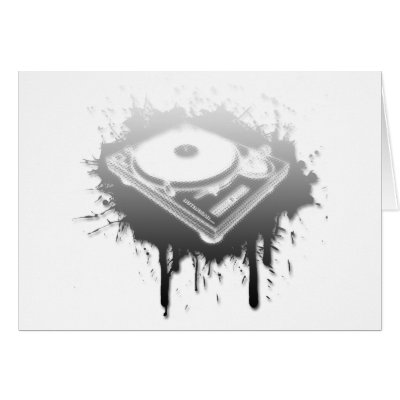 DJ Turntable Graffiti - Music Vinyl Disc Jockey Greeting Cards by HOTDJGEAR