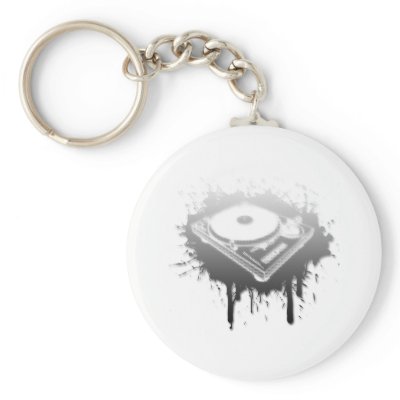 DJ Turntable Graffiti - Music Vinyl Disc Jockey Key Chains by HOTDJGEAR
