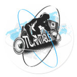 DJ Turntablism - Disc Jockey Music Vinyl Turntable Round Stickers