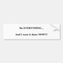 Do EVERYTHING... And I want it done NOW!!! Bumper Sticker