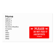 Do Not Feed The Archivists Business Card