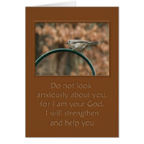do not look anxiously about you bird on arch greeting card