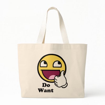 Do Want Awesome Face Smiley Canvas Bag by MemeRegime