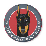 Doberman Badge, Black with Red