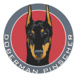 Doberman Badge, Black with Red