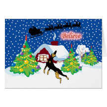 Doberman Believe In Santa Christmas Cards