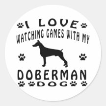 Doberman designs round stickers