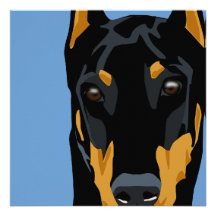 Doberman Head, Black, Cropped Invite