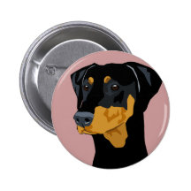 Doberman Head, Black, Uncropped Pins